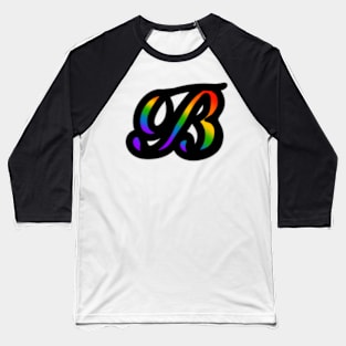 Rainbow Cursive Letter B Baseball T-Shirt